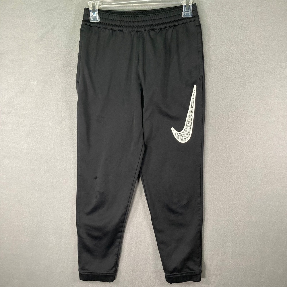 Nike Dri Fit‎ Mens Large Jogger Sweatpants Black Swoosh Athletic Training Pants